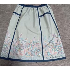 Yves Saint Laurent Tobliers Apron Gray Floral Print